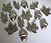 Fall Leaves and Acorn Metal Push Pins, Silver Finish, Solid Metal, 15 Pieces