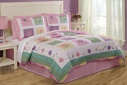 Spring Meadow- Twin Quilt with Pillow Sham