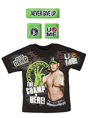 John Cena Champ Is Here WWE T-shirt Headband Wristbands Boys Juvy
