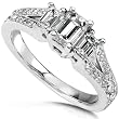 7/8ct TW Emerald & Round Brilliant Diamond Engagement Ring in 14kt Gold