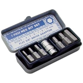 Laser 0593 Hex Bit Set - 3/8"d 7pc