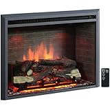 PuraFlame Western 33 inch Embedded Electric Firebox Heater With Remote Control, Black