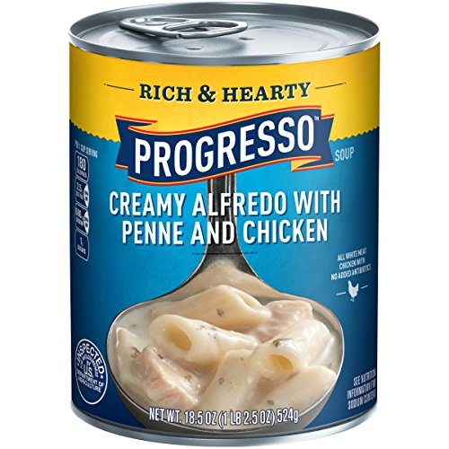 Progresso Rich & Hearty Soup, Creamy Alfredo with Penne and Chicken, 18.5-Ounce Cans (Pack of 12)