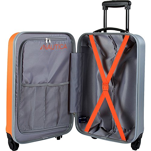 Nautica Luggage Ahoy 21 Inch Hardside Spinner, Grey/Orange, One Size