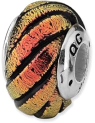 Sterling Silver Reflections Orange Swirl Dichroic Glass Bead