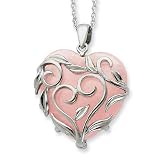 Sterling Silver Rose Quartz Heart 18 Inch Necklace