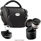 MANTONA VARIO DUO schwarz kompakte System Kameratasche mit Schultergurt und separatem OBJEKTIVKÖCHER