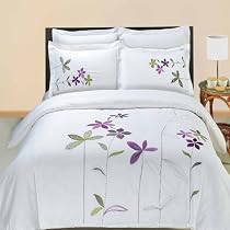 Big Sale South Garden Embroidered 3-piece Full / Queen Duvet Cover Set 100 % Egyptian Cotton 300 Thread Count by Royal Hotel Bedding