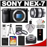 Sony Alpha NEX-7 Digital Camera Body (Black) with 18-200mm OSS Zoom Lens + 32GB Card + Battery + Tripod + Remote + Case + Accessory Kit