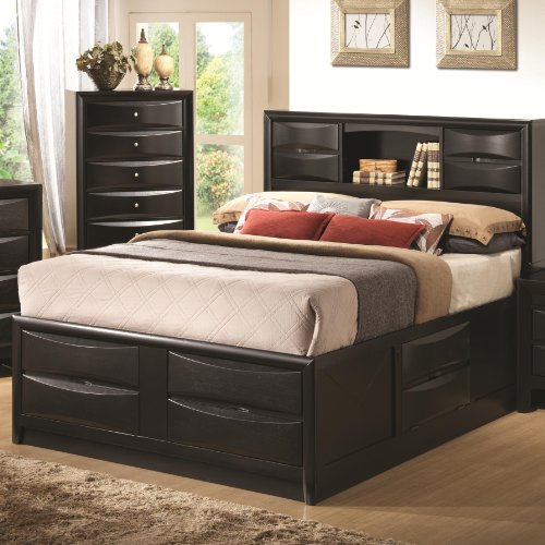 Briana Black Bookcase Eastern King Storage Bed