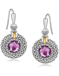18K Yellow Gold and Sterling Silver Earrings with a Pink Amethyst Embellishment
