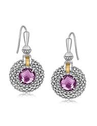 18K Yellow Gold and Sterling Silver Earrings with a Pink Amethyst Embellishment