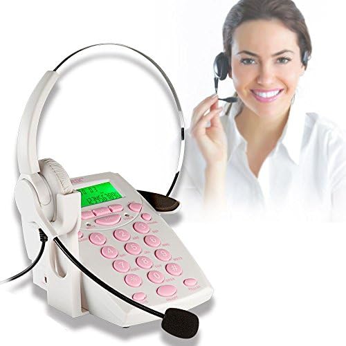 Call Center Headset Telephone Corded LCD Display Wired Microphone Office Phone