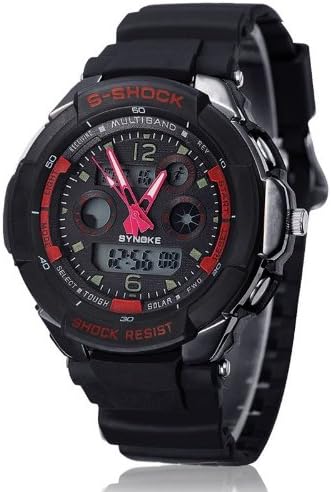 Ampmall® Dual Time Outdoor Sports Watch Digita Student Children's Multifunctional Hours Silicone Wristwatches Japanese Pc Double Movement Electronic Swimming Men's Military S-shock Watches Waterproof Watch for Child Men Women Lover Lady Girls Boys Kids Boyfriend Girlfriend Gift Christmas Gift Back Light with Unique Ampmall Lable (Red-67316)