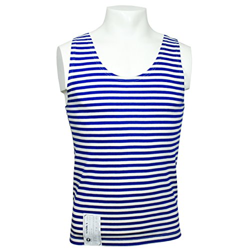 Genuine Russian Paratrooper Sleeveless TELNYASHKA - Light Blue Striped Tank Top Vest