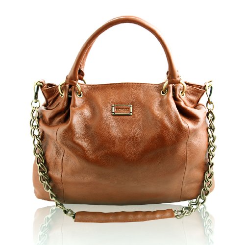 BOVARI XXL Oversized Cognac Calf Chain Bag Handtasche