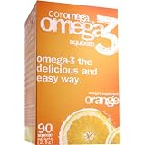 Coromega Omega-3 Supplement, Orange Flavor, Squeeze Packets, 90-Count Box ~ Coromega