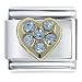 March Aquamarine Color Birthstone Heart Italian Charms