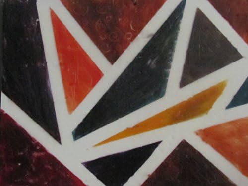 Triangles - Geometric Encaustic Wax Pop Art Painting 8x10
