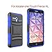 Circle Alcatel OneTouch Fierce XL Case, Combo Rugged Shell Cover Holster with Built-in Kickstand and Holster Locking Belt Clip (TM) Stylus Touch Screen Pen and Screen Protector - Blue