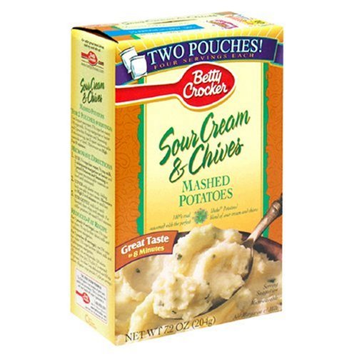 Betty Crocker Potatoes, Sour Cream & Chive Mashed Potatoes, 7.2-Ounce Boxes (Pack of 12)
