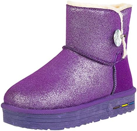 Xanyi Women's Fashion Fur Lined Bulkle Flat Winter Snow Boot 38EU Purple