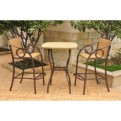 International Caravan Valencia 3 PC Wicker Bar Height Bistro Set product image