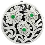 Sterling Silver Brooch / Pendant w/ Green Beads, 1 5/8 (41mm) tall
