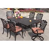 Darlee Del Mar Cast Aluminum Outdoor Patio Dining Set - 7 Piece Set With Cushions - Antique Bronze