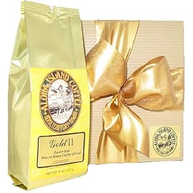 Christmas Holiday Gold Ribbon Kona Blend Coffee Gift, 8 Oz Ground Coffee, Brews 48 Cups