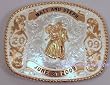 Bride and Groom Belt Buckle, 2010, with Enamel Filled Engraving