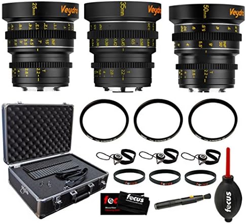 Veydra Mini Prime 50mm T2.2 Sony E Mount Lens with 35mm &amp; 25mm Lenses &amp; Focus Accessory Bundle
