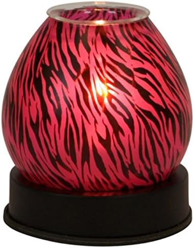 New Pink Tiger Print Electric Touch Lamp Style Glass Oil Warmers + 3 Free Replacement Bulbs