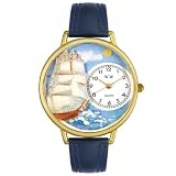 Whimsical Watches Unisex Sailing Navy Blue Leather Watch #G0810001