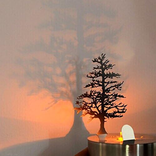 go2fionna Creative Candle Flickering Style Shadow Projection Lamp Timer Projector Light Romantic Atmosphere Night Light for Desktop Decor (Pine)