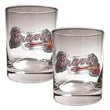 Atlanta Braves MLB 2pc Rocks Glass Set - Primary Logo