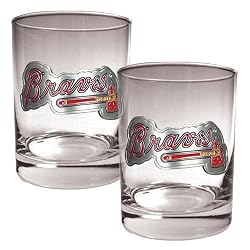 Atlanta Braves MLB 2pc Rocks Glass Set - Primary Logo by Great American Products