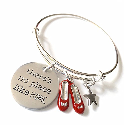 There's No Place Like Home, Wizard of Oz Inspired Handstamped Bangle Bracelet