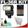 Olympus FL-36R Electronic Flash with Bounce Reflector + 4 Batteries & Charger + Accessory Kit for Olympus E-5, E-30, E-3, Evolt E-420, E-620, Pen E-PL2 Digital SLR Cameras