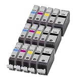 CLI-521 / PGI-520 WITH CHIP - 15 Item Multipack Compatible Ink Cartridges for Canon Pixma IP3600 IP4600 IP4700 MP540 MP560 MP620 MP630 MP640 MX860 MP980 and MP990 - Fully Chipped, Ready For Use, No Fuss!