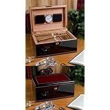 Classic 100 Ct. Matte Black Humidor - 2 Humidifiers and Hygrometer by Humidor for Cigars