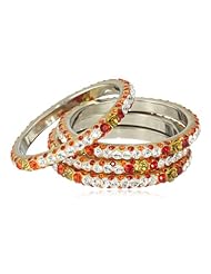 Chamak by priya kakkar Set of 4 Small and Large Crystal Bangle Bracelet