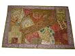 Vintage Sari Olive Yellow Moti Beaded Embroidered Tapestry Wall Hanging 60x40