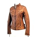 Sportliche Damen Lederjacke Carry in Cognac