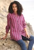 Roamans Plus Size Kate Solid and Ombre Stripe Bigshirt