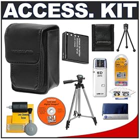 Click here to buy Deluxe Accessory Kit with Soft Leather Case + Spare NP-40 Battery + Tripod + Cameta Bonus... by Deluxe.