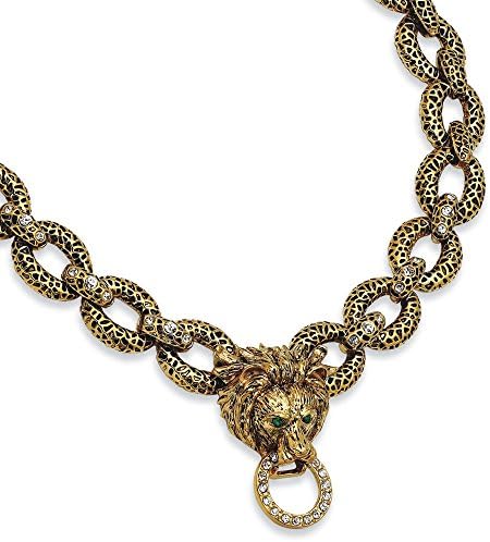 Lion Head Necklace in Gold Plated - Lobster Claw - Ravishing - Women