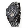 Yves Camani Herren-Armbanduhr XL Worldtimer Schwarz Analog Automatik Edelstahl beschichtet YC1029-M