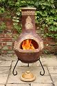 Azteca Large Brown Outdoor Clay Chimenea