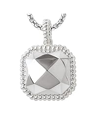 925 Sterling Silver High-Polish Finish Faceted Square Pendant